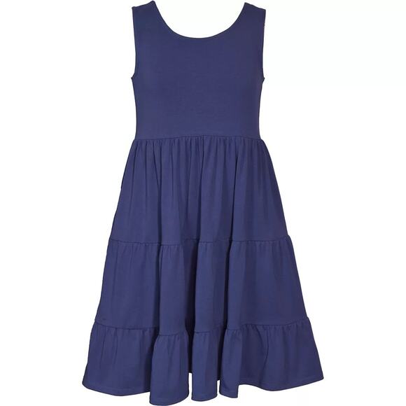 Bonnie Jean Girls Tiered Knit A-line Sundress Navy Blue Size 10 - Picture 1 of 3